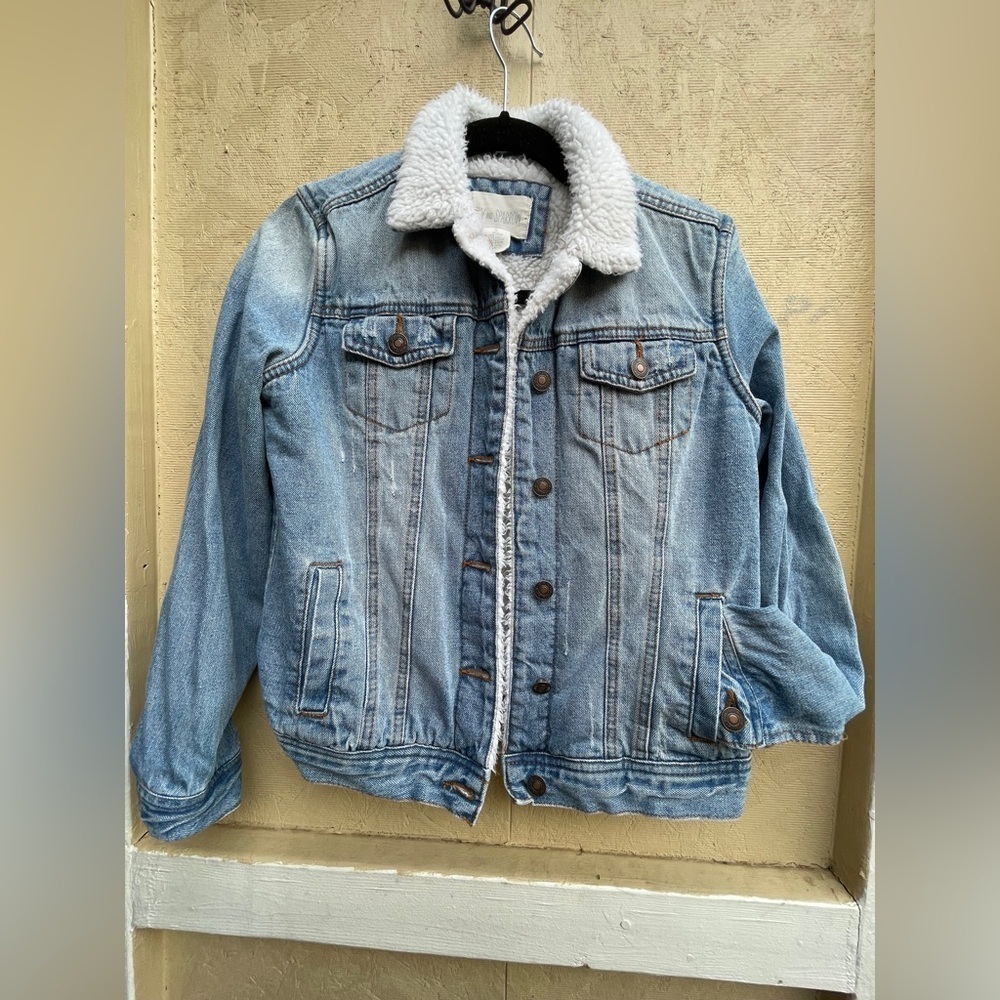 Sky and Sparrow Blue Denim Jacket with White Sherpa